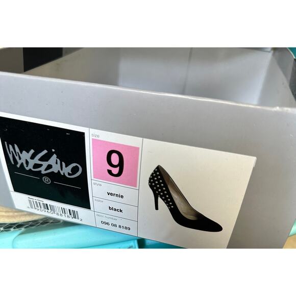 Mossimo Vernie Almond Toe Heels Women's Size 9 Black Studded Faux Suede - Picture 7 of 7